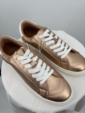 Rose Gold Soft Metallic Sneakers Size 8